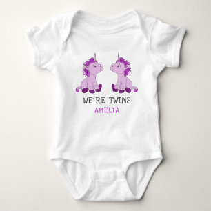 Unicorn Twin Girls Baby Bodysuit mit Namen Baby Strampler