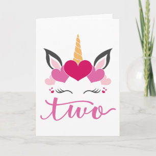 Unicorn Two Birthday Folded Greeting Card Karte