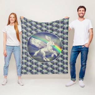 Unicorn über Regenbogen Fleecedecke