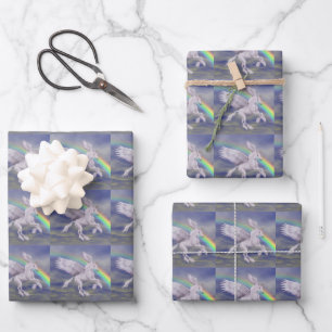 Unicorn über Regenbogen Geschenkpapier Set