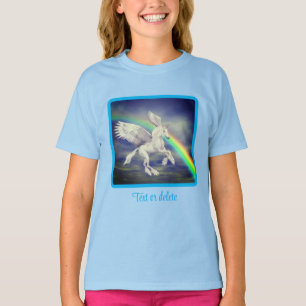 Unicorn über Regenbogenfantasy-Pferd fliegen T-Shirt