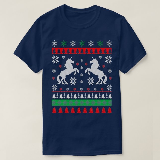 Unicorn Ugly Christmas Sweater Ugly Weihnachts-Jum T-Shirt (Design vorne)