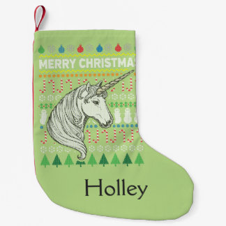 Unicorn Ugly Christmas Sweater Wildlife Series Kleiner Weihnachtsstrumpf