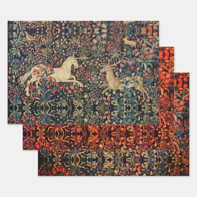 UNICORN UND DEINE, BLUME, WALDTIERE, blumenreich Geschenkpapier Set (Set)