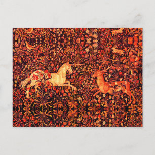 UNICORN UND DEINE, BLUME, WALDTIERE, Rote Flora Feiertagspostkarte