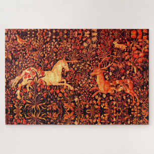 UNICORN UND DEINE, BLUME, WALDTIERE, Rote Flora Puzzle