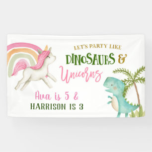 Unicorn und Dinosaur Geburtstagsparty Große Banner