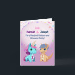 Unicorn und Dinosaurier Kids Joint Birthday Party Einladung<br><div class="desc">Treffen Sie alle Ihre Gäste, um eine Geburtstagsparty mit dieser niedlichen Einhorn und Dinosaurier-Party Einladung für Kleinkinder zu feiern. Fügen Sie Ihre Kinder Namen und Alter zu diesem lustigen Hand illustrierten Einhorn und Dino-Team, um Ihr Party zu personalisieren laden und erstellen Sie ein magisches und einzigartiges Party, dass Ihre Kinder...</div>