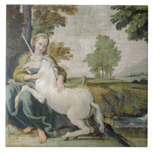 Unicorn und eine junge Frau (von Domenichino)