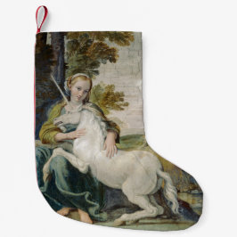 Unicorn und eine junge Frau (von Domenichino) Kleiner Weihnachtsstrumpf