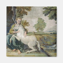 Unicorn und eine junge Frau (von Domenichino) Magnet