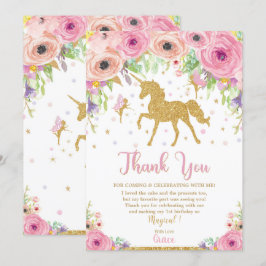 Unicorn und Fairy Geburtstag Danke, Notiz Karte