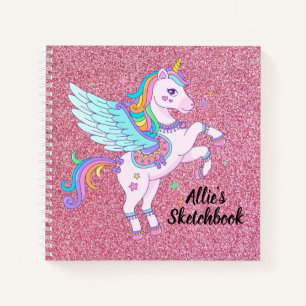 Unicorn und Glitzer Sketchbook Notebook Notizbuch