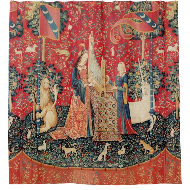 UNICORN UND LADY PLAYORGAN MIT TIEREN DUSCHVORHANG (Vorderseite)