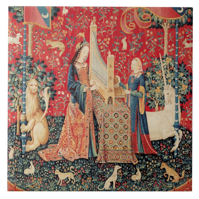 UNICORN UND LADY PLAYORGAN MIT TIEREN FLIESE (Vorderseite)