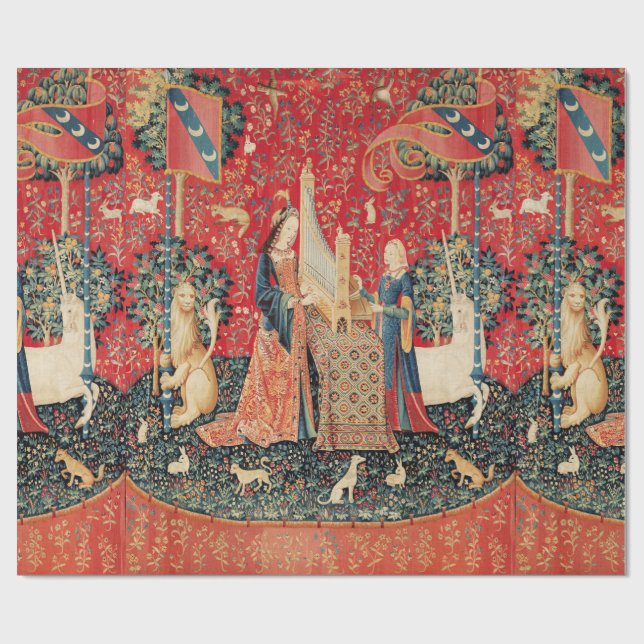 UNICORN UND LADY PLAYORGAN MIT TIEREN GESCHENKPAPIER (Flach)