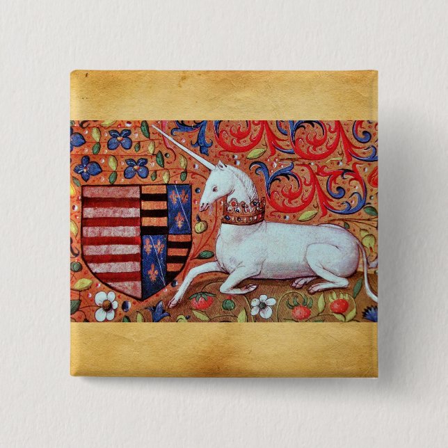 UNICORN UND MEDIEVA FANTASY BLUME, FLORALMOTIFS BUTTON (Vorderseite)
