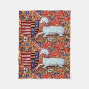 UNICORN UND MEDIEVA FANTASY BLUME, FLORALMOTIFS FLEECEDECKE