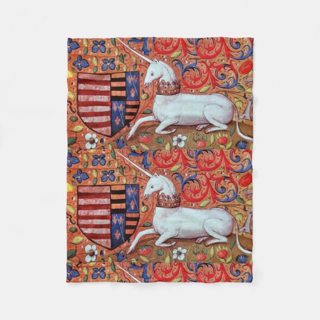 UNICORN UND MEDIEVA FANTASY BLUME, FLORALMOTIFS FLEECEDECKE (Vorderseite)