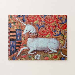 UNICORN UND MEDIEVA FANTASY BLUME, FLORALMOTIFS PUZZLE