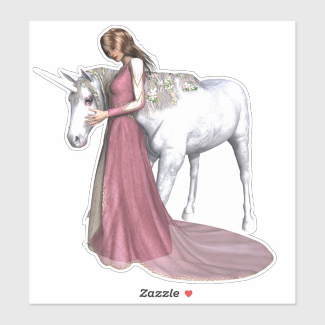 Unicorn und Prinzessin Aufkleber (Blatt)