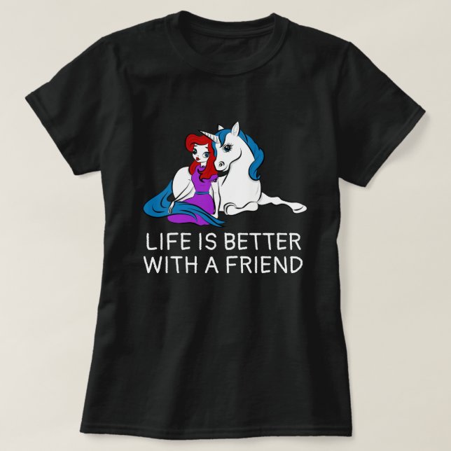 Unicorn und Prinzessin witzig T-Shirt (Design vorne)