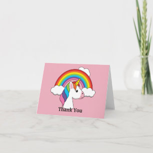 Unicorn und Regenbogen w Clouds Kawaii Personali Dankeskarte