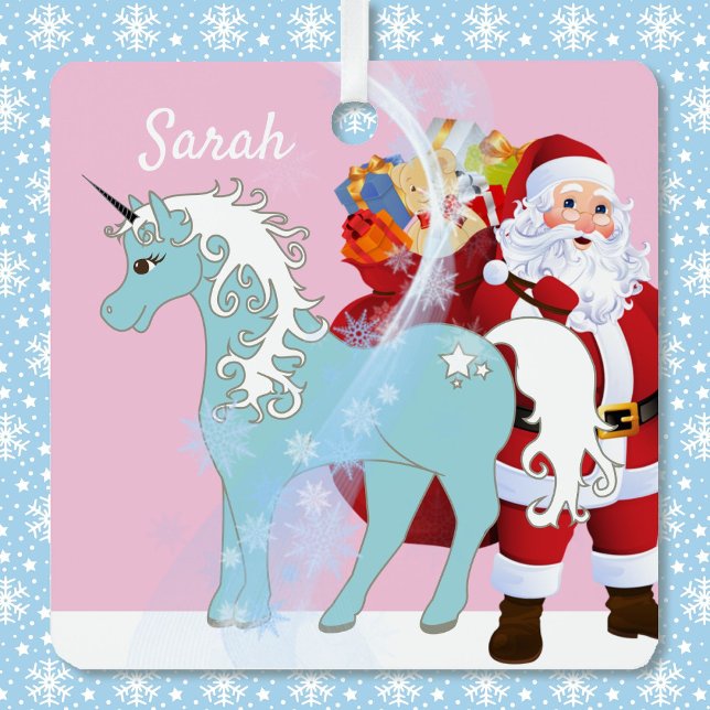 Unicorn und Weihnachtsbaum Name hinzufügen Ornament Aus Metall (Von Creator hochgeladen)