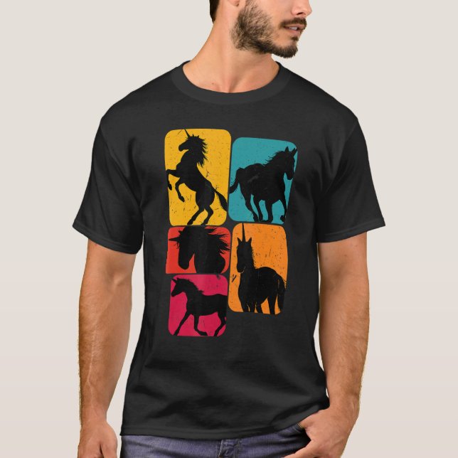 Unicorn unicorns Retro Design T-Shirt (Vorderseite)