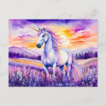 Unicorn unter Vibrant Sunset Rainbow Sky