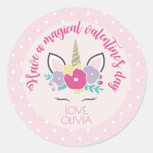 Unicorn Valentine Tageskleber Runder Aufkleber