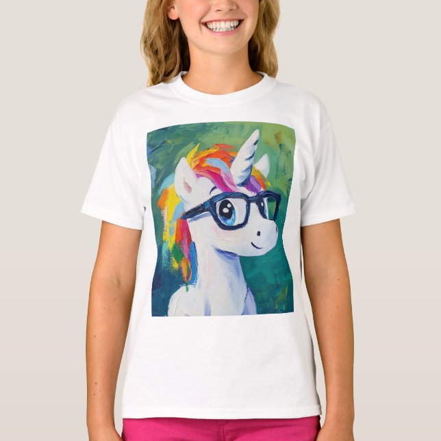 Unicorn-Verschleißbrillen-Malerei T-Shirt (Vorderseite)