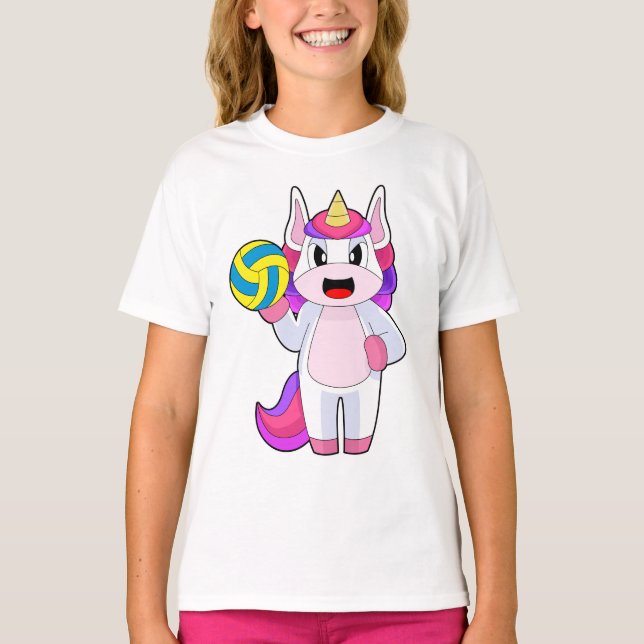 Unicorn Volleyball player Volleyball Sports T-Shirt (Vorderseite)