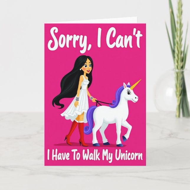 Unicorn Walk Funny Friend Card Karte (Vorderseite)