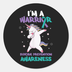 Unicorn Warrior Suicide Awareness Suicide T-Shirt Runder Aufkleber