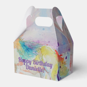Unicorn Watercolor Girls Birthday Cake Favor Box Geschenkschachtel