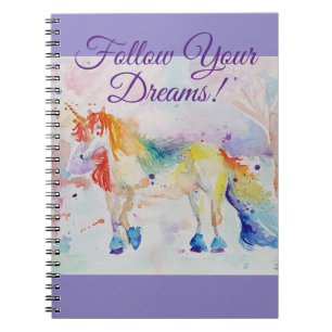 Unicorn Watercolor MalGirls Lila Notebook Notizblock