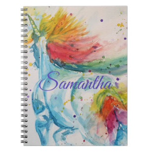 Unicorn Watercolor Painting Girls Name Notebook Notizblock