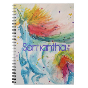 Unicorn Watercolor Painting Girls Name Notebook Notizblock