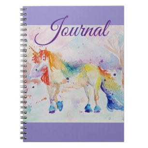 Unicorn Watercolor Painting Girls Name Notebook Notizblock