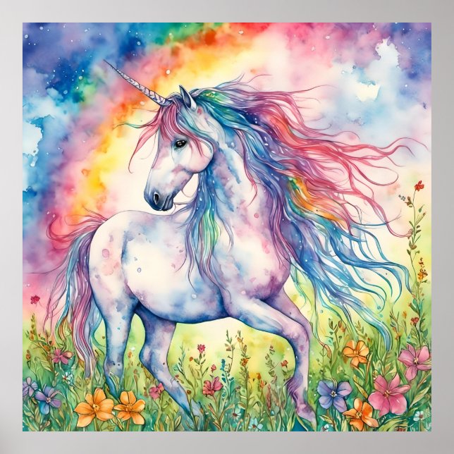 Unicorn Watercolor Poster (Vorne)