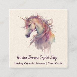 Unicorn Watercolor Tropfens Square Business Card Quadratische Visitenkarte