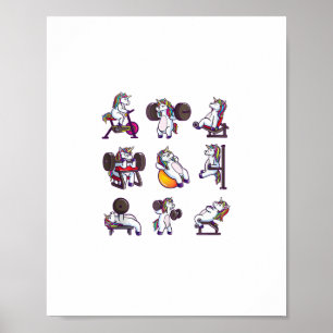 Unicorn Weightlift PowerHub Gym Workout Gir Poster