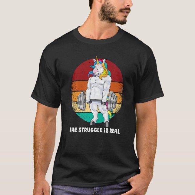 Unicorn Weightlifting Deadlift Fitness Gym Workout T-Shirt (Vorderseite)