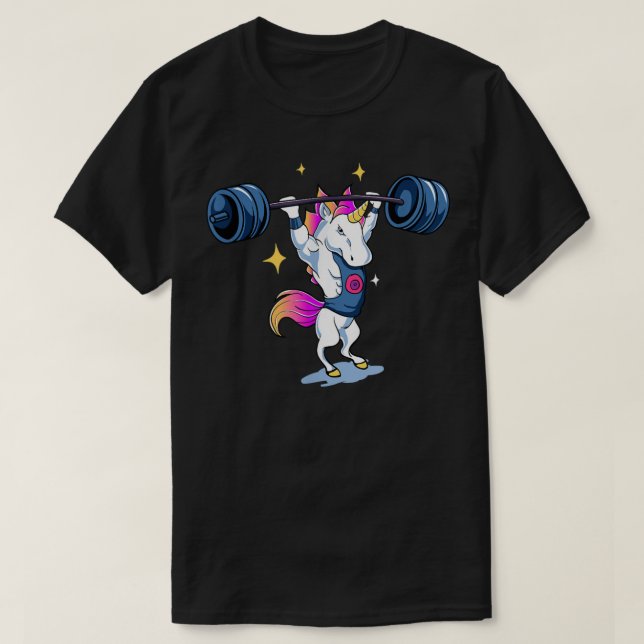 Unicorn Weightlifting T Fitness Gym Deadlift Rainb T-Shirt (Design vorne)