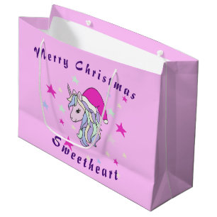 Unicorn Weihnachten personalisierbare Geschenktasc Große Geschenktüte