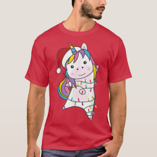 Unicorn Weihnachten Weihnachtsklauseln Lichter Uni T-Shirt