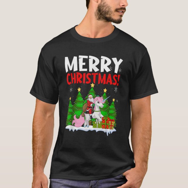 Unicorn Weihnachtsfeiertag T-Shirt (Vorderseite)