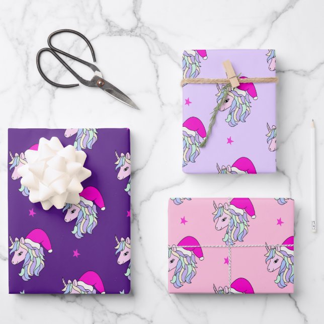 Unicorn Weihnachtsgeschenkpapier Geschenkpapier Set (Vorderseite)