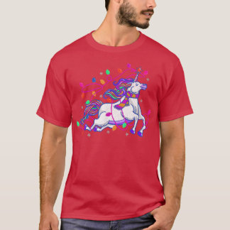Unicorn Weihnachtslicht Niedliche Jungs Mädchen Mä T-Shirt